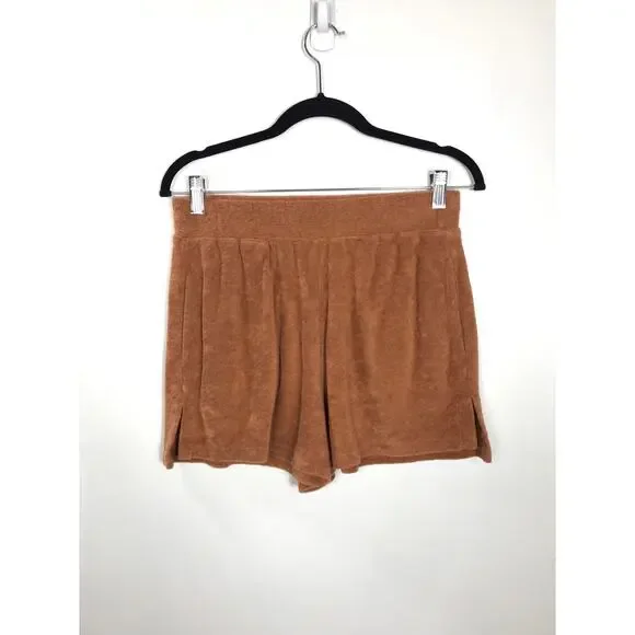 Marine Layer Set Women's Terry Out Resort Top Shorts Brown Casual Relaxed Vaca - Picture 6 of 16